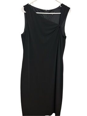David Meister Black Twist-Detail Jersey Midi Sheath Dress Size 12 LBD